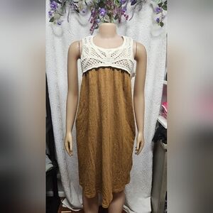 Joe Fresh Cream and Brown Midi Dress